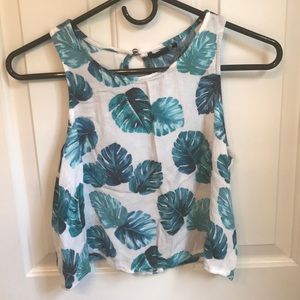 Forever 21 teal leaves pattern tank top